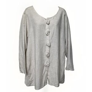 Lew Magram Rayon‎ Linen Tunic Jacket Oversized Medium Boxy Lagenlook Coastal